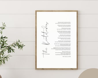 The Beatitudes Matthew 5:3-12 Verse Wall Art | Christian Phrase | Spiritual Quote | Christian Home Decor