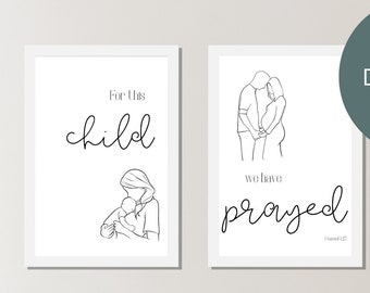 1 Samuel 1 27 Wall art | for this child we have prayed | nursery wall art | christian baby decor | nursery digital download