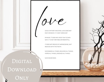 1 Corinthians 13 | christian digital download | love wall art | love is patient, love is kind | Bible verse wall art