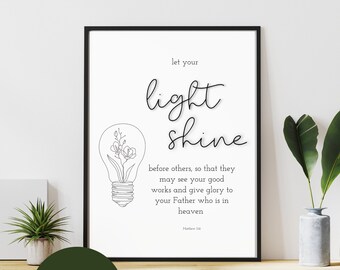 Matthew 5:16 Wall Art | Bible Verse Digital Print | Scripture Design | Christian Home Decor | Minimalist Christian Print