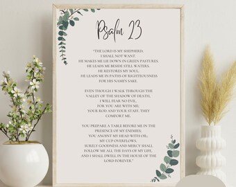 Psalm 23 Bible Chapter Wall Art | The Lord Is My Shepherd | Modern Christian Home Decor