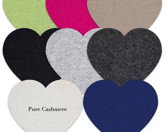 Toppe sui gomiti per maglione di cashmere / Puro cashmere riciclato / Rinforzi / Cuci o stira facoltativo / Fai la fine Ripara / A forma di cuore