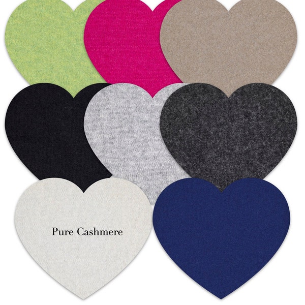 Elbow Patches for Cashmere Sweater / Recycled Pure Cashmere / Reinforcements / Sew on or Iron on optional /Make do end Mend / Heart Shape