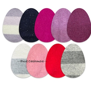 Toppe per gomiti / Cucitura e stiratura facoltative / Foro per rammendo / Toppe riciclate / 100% cashmere / Rinforzi per maglioni / Forma a uovo