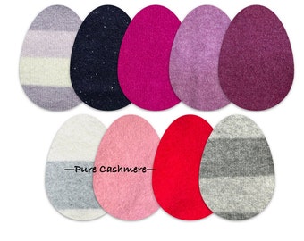 100% Upcycled Cashmere Patches, Ellbogen Patch, Strick Patches, Ellbogenverstärkungen, Aufnäher oder Aufbügeln optional, Eiform