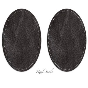 Patchs pour veste en daim véritable / 2 x coudières en cuir recyclé, Convient pour tout type de tricots / Patch à coudre, Patch pour pulls / Forme ovale