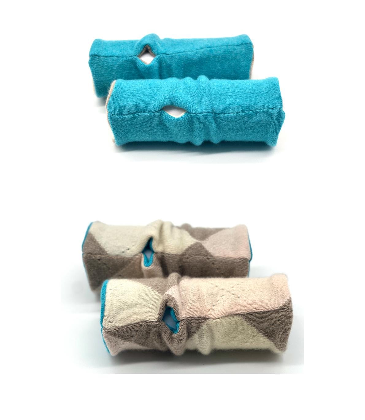 Cashmere Fingerless Gloves: Reversible Knit Hand Warmers - Cosy