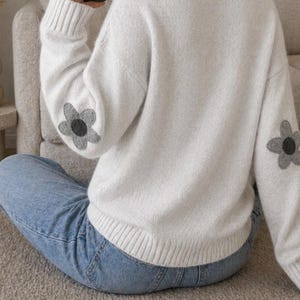 Luxury Flower Patch Applique,  Iron on & Sew  Floral  for Sweater, Cashmere Flower Patches, Elbow Patch, Knitwear Repair Patch, Set of 1 2 3