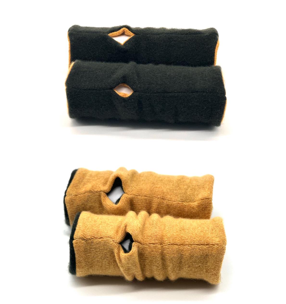 Cashmere Fingerless Gloves: Reversible Knit Hand Warmers - Cosy