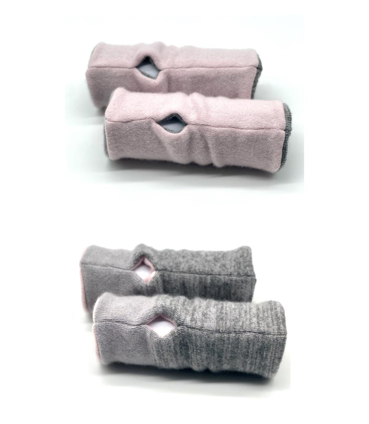 Cashmere Fingerless Gloves: Reversible Knit Hand Warmers - Cosy