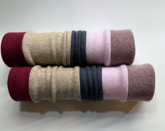 Wrist Warmers / Pure Cashmere Arm Warmers /  Original - Unique gift /Recycled 100% Cashmere / Length & details in description. No thumb hole