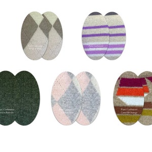 Elbow Patches / Sew on &  Iron on optional  / Mending Hole /  Recycled Patches / 100% Cashmere / Jumper  Reinforcements / Oval  Shape