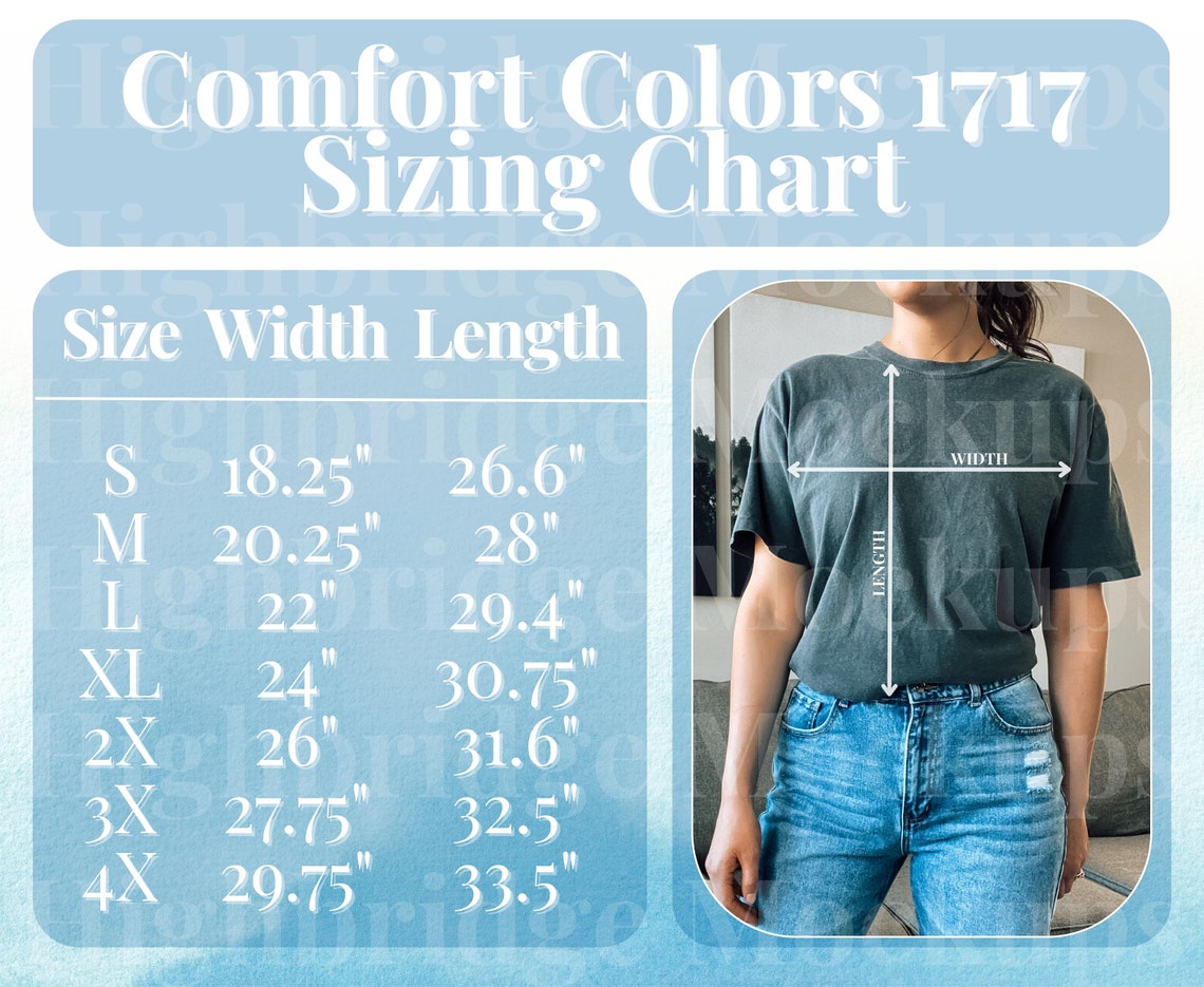 Comfort Colors 1717 Size Chart, C1717 Sizing Chart, Comfort Colors ...