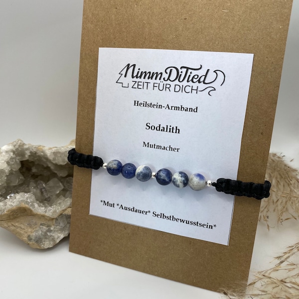 Fühle die Mut und Kraft gebende Wirkung des Sodalith *Makramee Armband Geschenk für Mutter, Vater, Bruder, Schwester Geburtstag Weihnachten