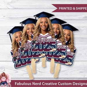 Leques de fotos de rosto de formatura personalizados - Leque de mão personalizado - Decoração de formatura (LEIA A DESCRIÇÃO DO ITEM)