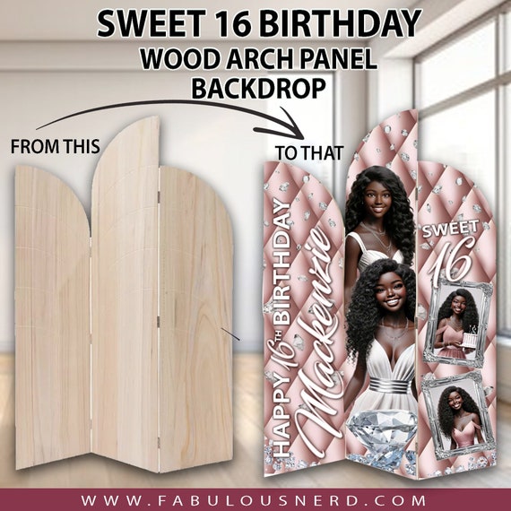 Sweet Sixteen Wooden Panel Backdrop Design & Print