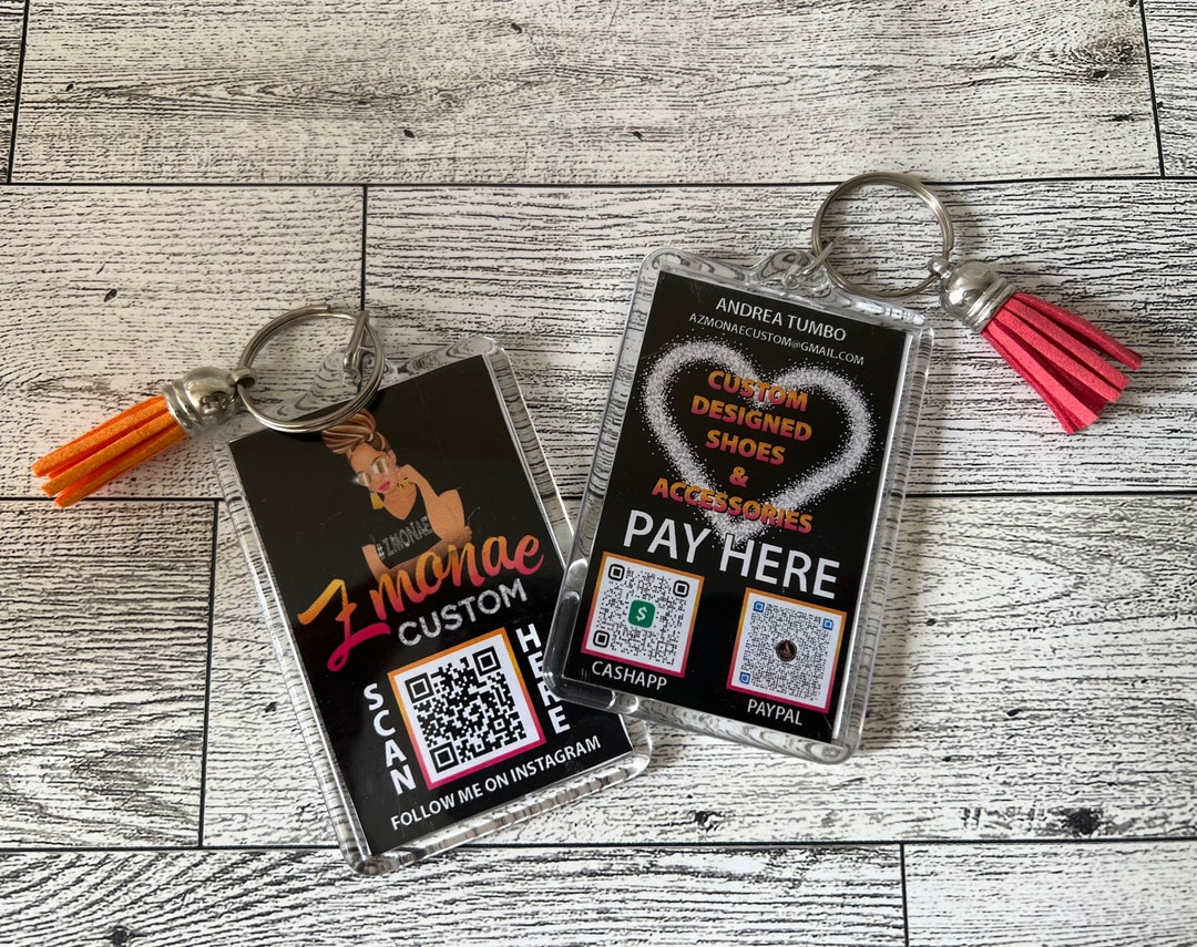 Custom QR Code Business Card Keychain - Etsy