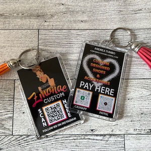 Custom QR Code Business Card Keychain
