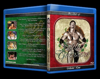 May include: A blue Blu-ray disc case with a red, white, and green background. The front of the case features a wrestler in a wrestling outfit with the text "The Best of Eddy Guerrero Volume One". The back of the case features a list of matches.