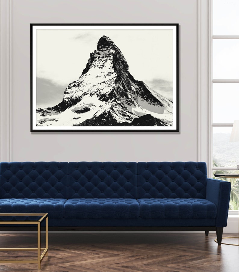 Black and White Mountain Print, Mountains Wall Art Mountains Digital ...