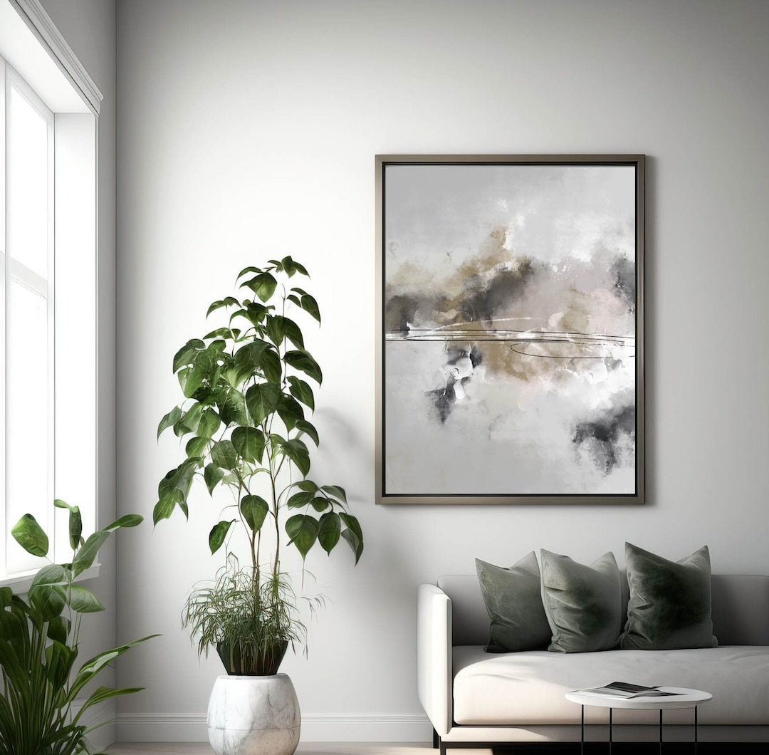 Neutral Abstract Printable Wall Art, Black, Light Brown and Grey