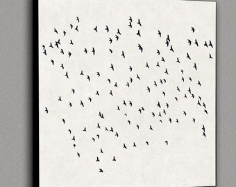 Birds In Flight, Flock Of Birds, Black And White, Art Print, Printable Art, Contemporary Prints, Nature Wall Art, Simple Flying Birds