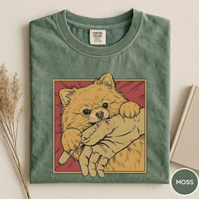 Vintage Pomeranian Biss Shirt Japanisches Horror Anime Grafik T-Shirt Retro Lustiges Hunde-Shirt Geschenk für verrückte Pomeranian-Liebhaber Bild 6