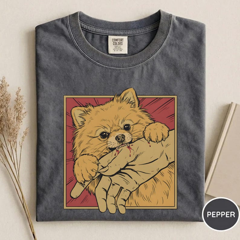 Vintage Pomeranian Biss Shirt Japanisches Horror Anime Grafik T-Shirt Retro Lustiges Hunde-Shirt Geschenk für verrückte Pomeranian-Liebhaber Bild 4