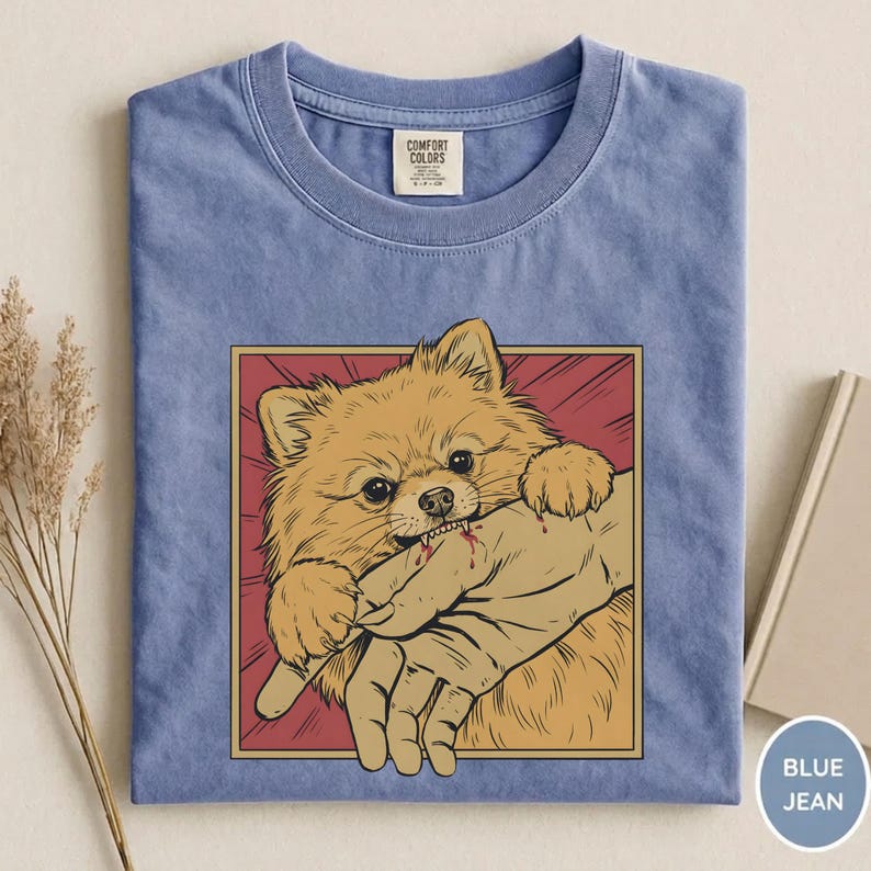 Vintage Pomeranian Biss Shirt Japanisches Horror Anime Grafik T-Shirt Retro Lustiges Hunde-Shirt Geschenk für verrückte Pomeranian-Liebhaber Bild 3