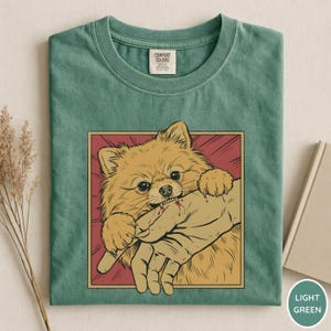 Vintage Pomeranian Biss Shirt Japanisches Horror Anime Grafik T-Shirt Retro Lustiges Hunde-Shirt Geschenk für verrückte Pomeranian-Liebhaber Bild 5