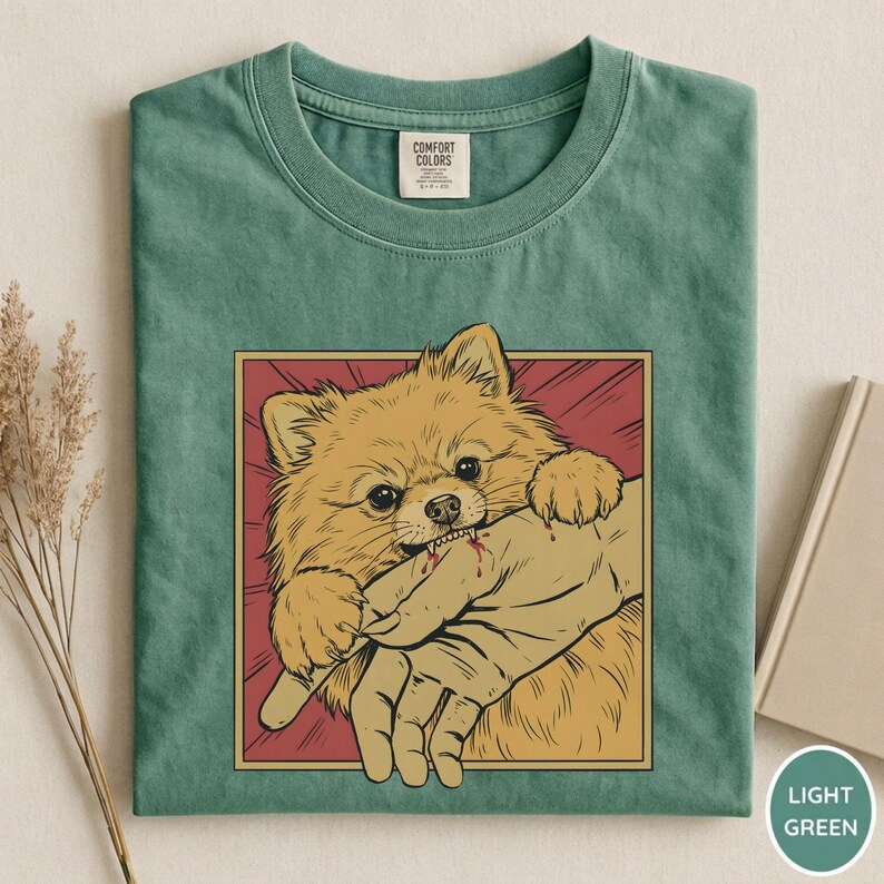 Vintage Pomeranian Biss Shirt Japanisches Horror Anime Grafik T-Shirt Retro Lustiges Hunde-Shirt Geschenk für verrückte Pomeranian-Liebhaber Bild 5