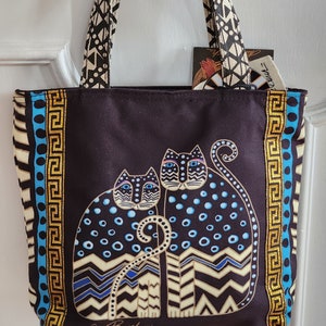 Bolso mediano Laurel Burch con diseño de gatos manchados y envío al día siguiente