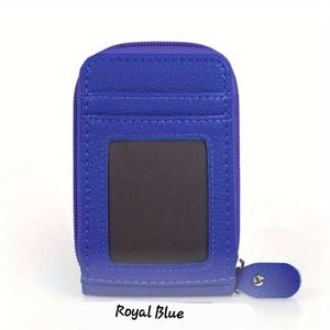 Porta-cartão de crédito RFID elegante com carteira com zíper ÚNICO e janela para identificação