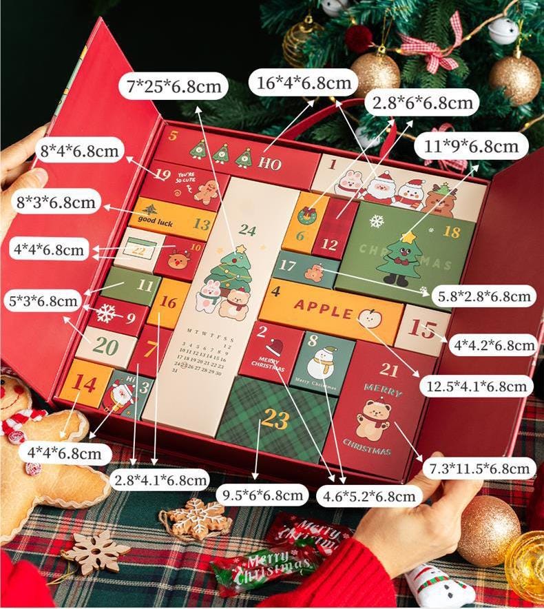DIY Advent Calendar Box, Empty Countdown Calendar, Christmas Gift Box, Blind Box Gift, Holiday Surprise Box