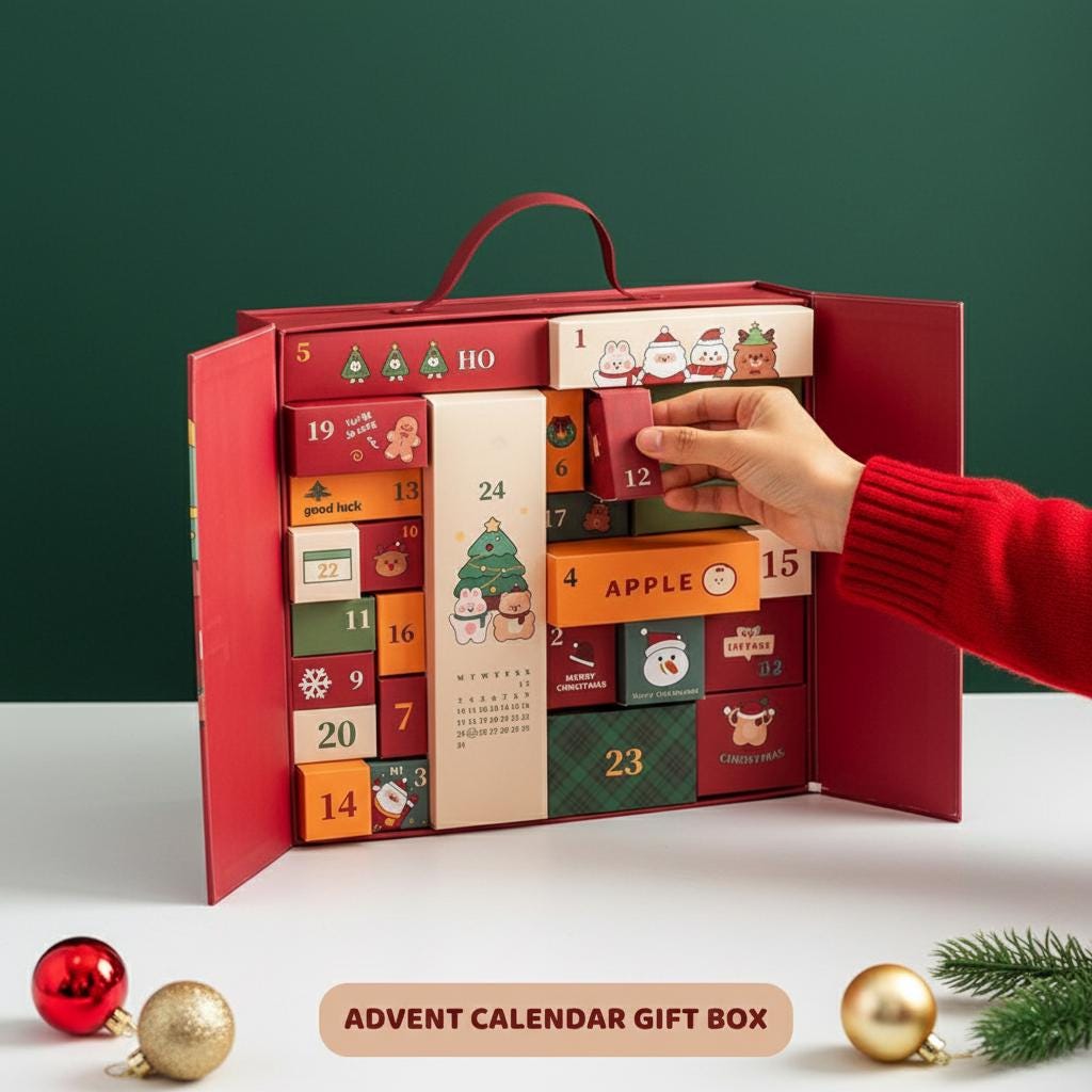 DIY Advent Calendar Box, Empty Countdown Calendar, Christmas Gift Box, Blind Box Gift, Holiday Surprise Box