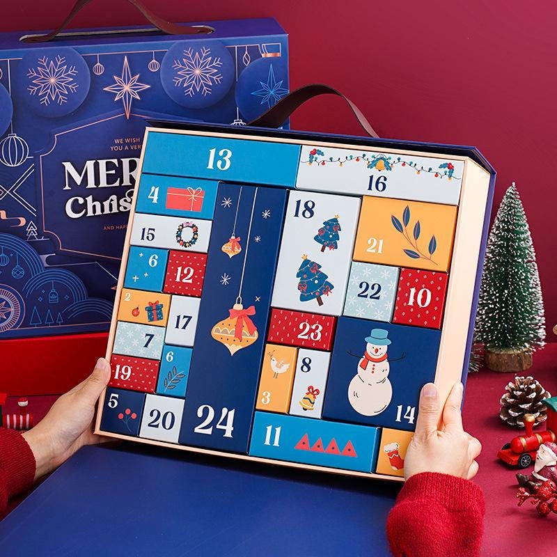 DIY Advent Calendar Box, Empty Countdown Calendar, Christmas Gift Box, Blind Box Gift, Holiday Surprise Box