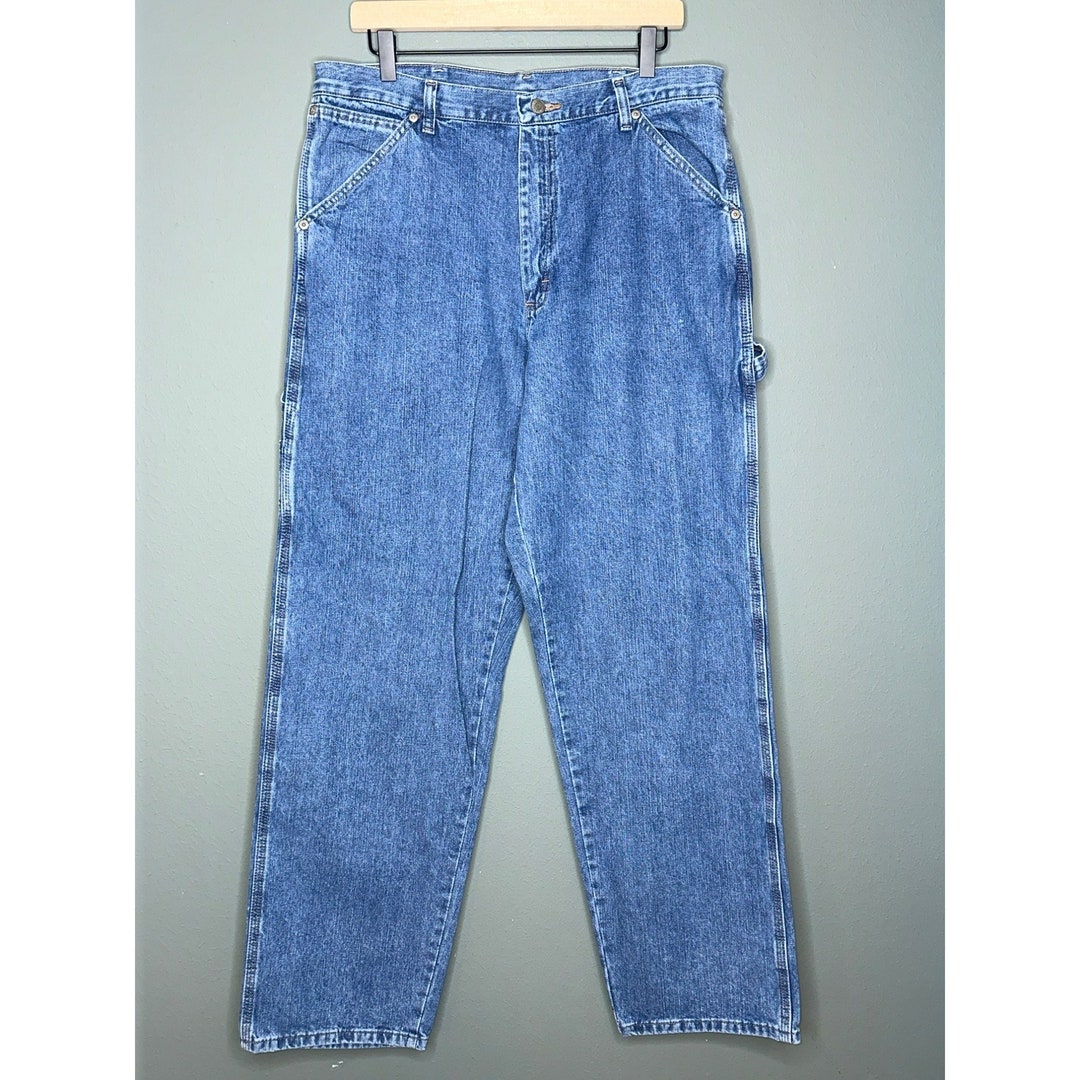 VTG Wrangler Carpenter Jeans Authentic Issue Loop Medium Wash Workwear ...