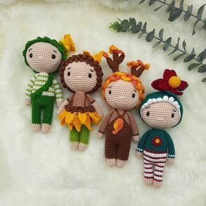 Seasonal bundle / crochet patterns Daffodil Ole, sunflower Solea, autumn tree Herbert and poinsettia Wilko / PDF / German
