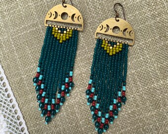 Teal Lemongrass Fringe Earrings