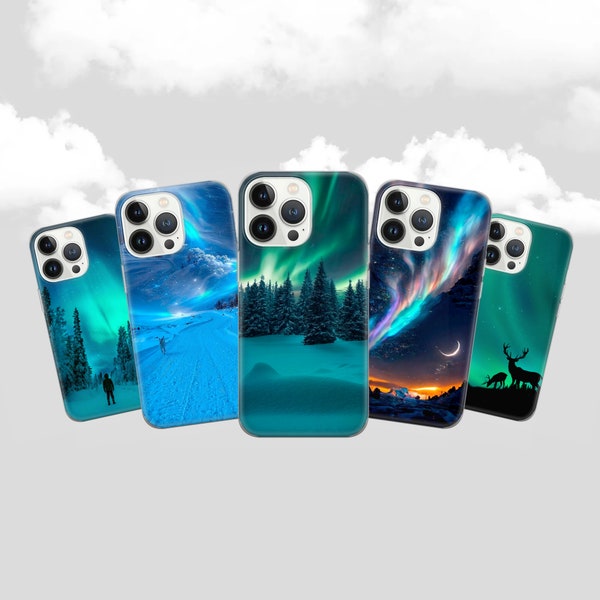 Aurora Borealis Handyhülle Polarlichter Hülle für Pixel 8 7 6A, iPhone 15 14 13 12 Pro 11 für Samsung S23 S22 A73 A53 A13