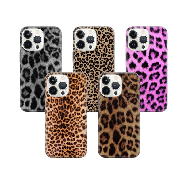 Leopard Handyhülle Aesthetic Cover für Pixel 8 7 6A, iPhone 15 14 13 12 Pro 11 für Samsung S23 S22 A73 A53 A13