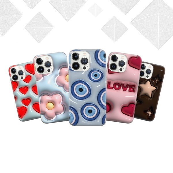 3D Printing Imitation Phone Case Love Cover for Pixel 8 7 6A, iPhone 15 14 13 12 Pro 11  for Samsung S23 S22 A73 A53 A13