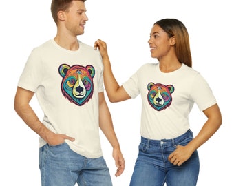 Colorful Bear Head T-Shirt - Fun and Vibrant Animal Tee for Men and Women