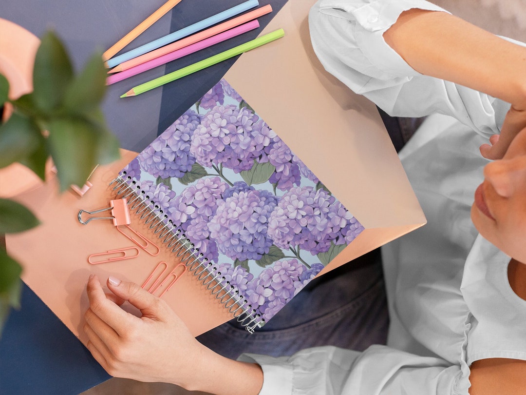 Lavender Hydrangea Spiral Notebook: Floral Journal, 118 Ruled Pages - Etsy