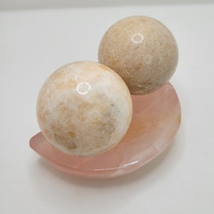 2 Peach Moonstone Spheres