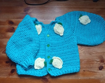 Lemon Puff Cardigan, Handmade Unique Apparel