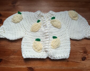 Lemon Cream Puff Cardigan, Handmade Unique Apparel