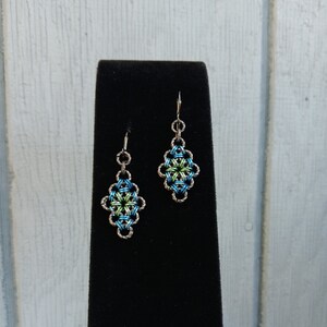 Antique Silver, Blue & Green Japanese Lace diamonds