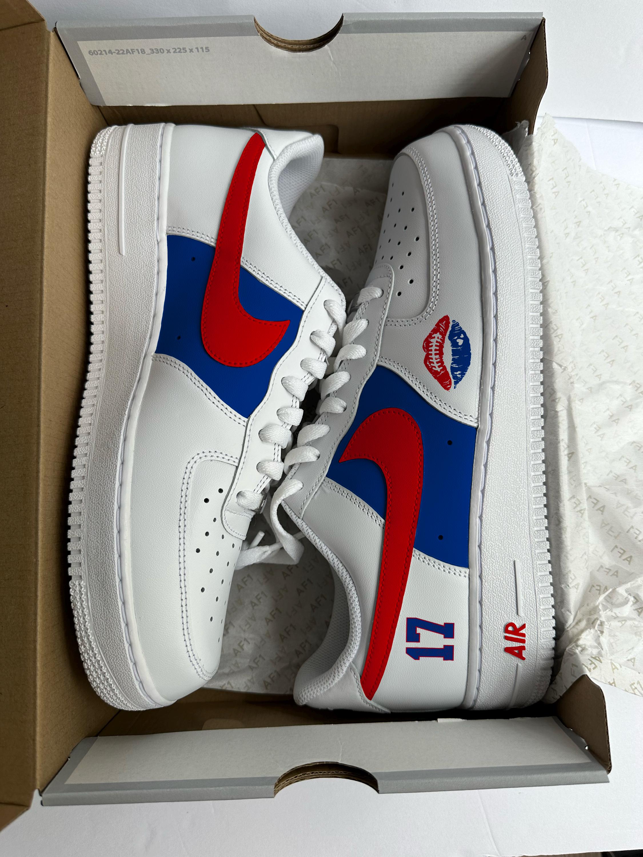 Buffalo Bills Inspired Air Force 1 Custom Red and Blue - Etsy display picture 1