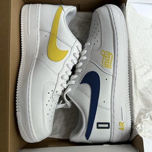 Indiana Pacers Inspired Air Force 1 Custom Blue and Yellow to Match Indiana Pacers Shirt